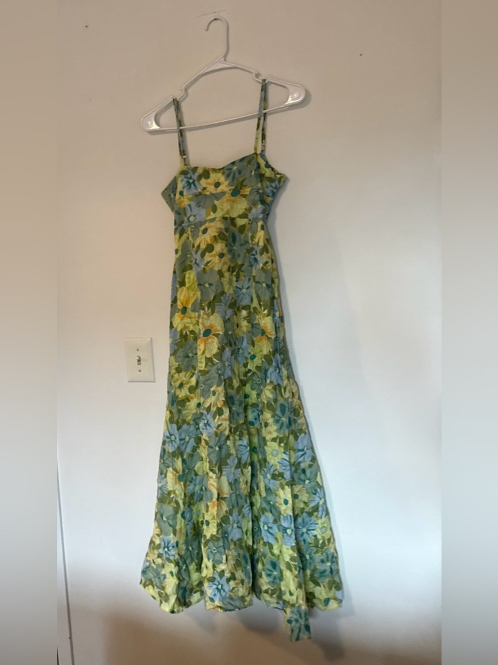 Faithfull the Brand 100% linen Green and Yellow Floral Maxi Dress